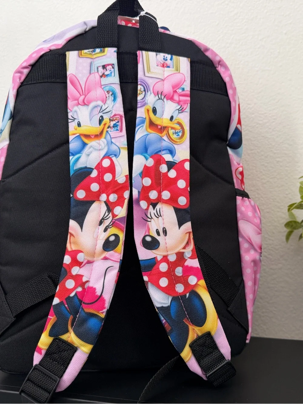 Disney Pink Minnie & Daisy Kids Backpack with Polka Dot Bow Print